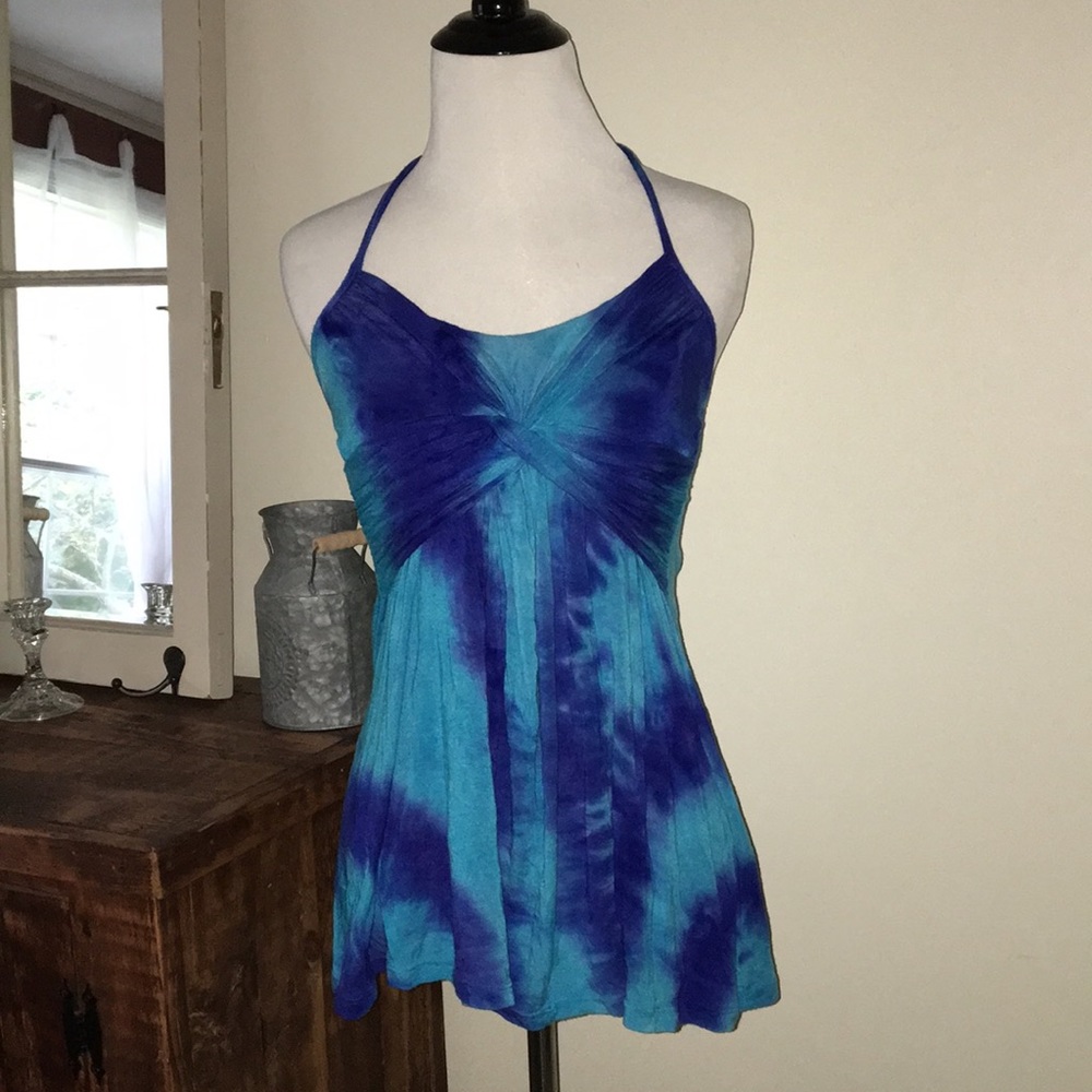 Blue Tie-Dyed Halter Tank